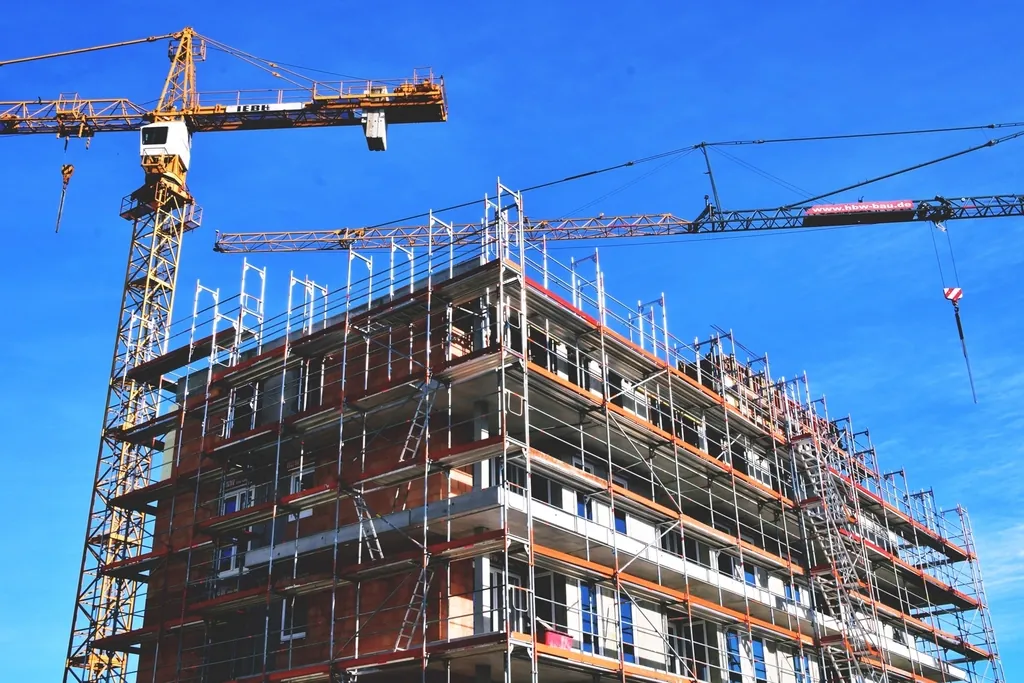 Site under construction with tower cranes
